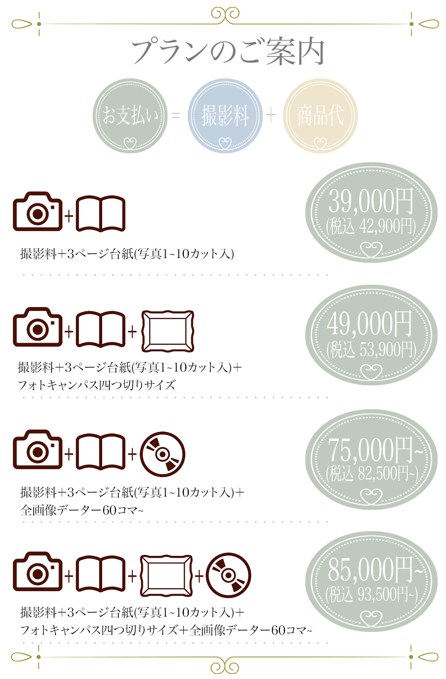 山口県下関で家族写真が人気の写真館の価格表